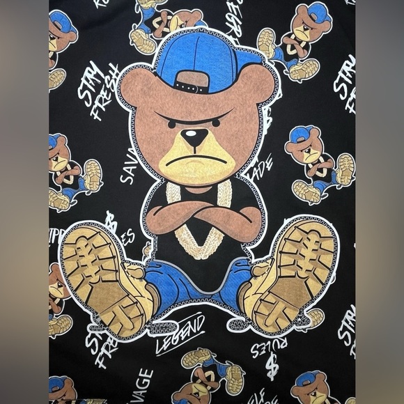 Fresh Laundry Boy Size XL Black Short Sleeve Graphic Teddy Bear T Shirt - Picture 3 of 4